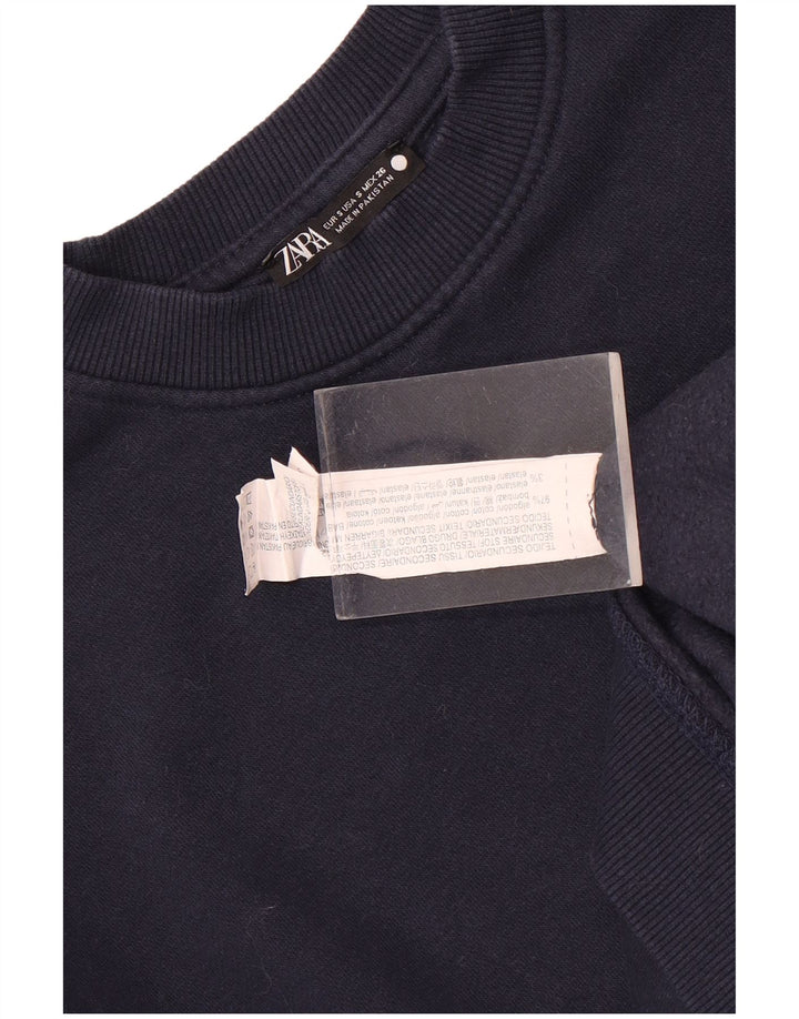 Zara Homme Sweatshirt Jumper Petit Bleu Marine Coton