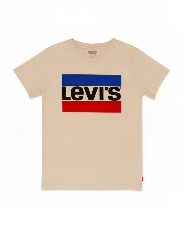 Levi's Boys Graphic T-Shirt Top 8-9 ans Petit Blanc Coton