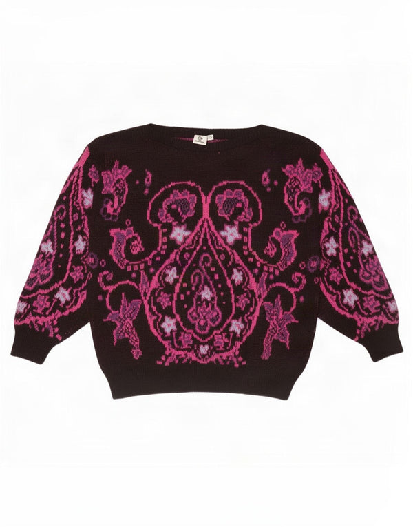 Charles Vogele Pull col bateau pour femme EU 40 Medium Noir Paisley