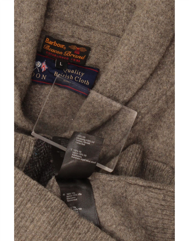 BARBOUR Garçon Cardigan Pull 11-12 ans Grande Laine Colorblock Gris