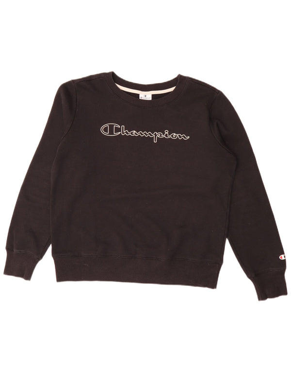 Champion Sweat-shirt graphique pour femme UK 16 Grand coton noir