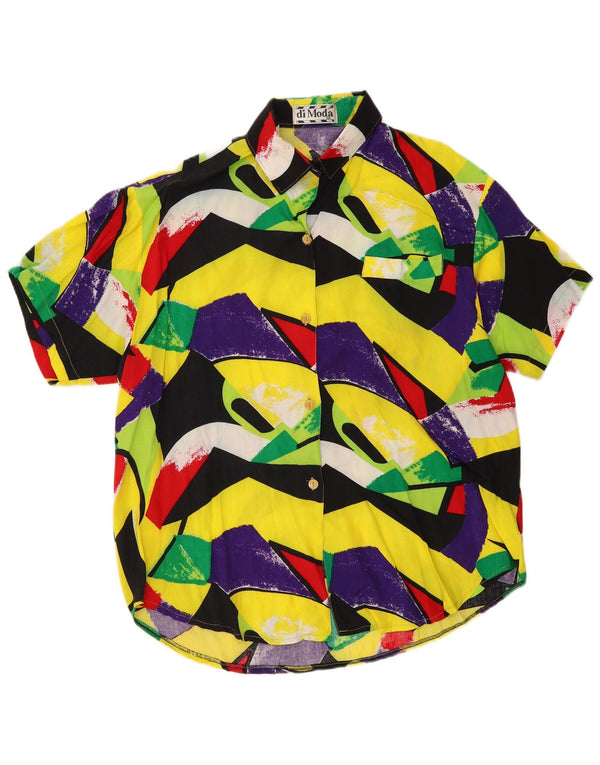 Vintage Womens Shirt Blouse UK 16 Large Multicolore Géométrique