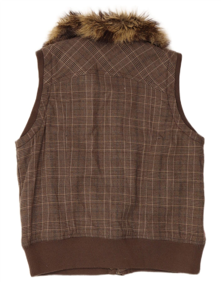 Fat Face Gilet Femme UK 12 Marron Moyen Pied-de-Poule Polyester