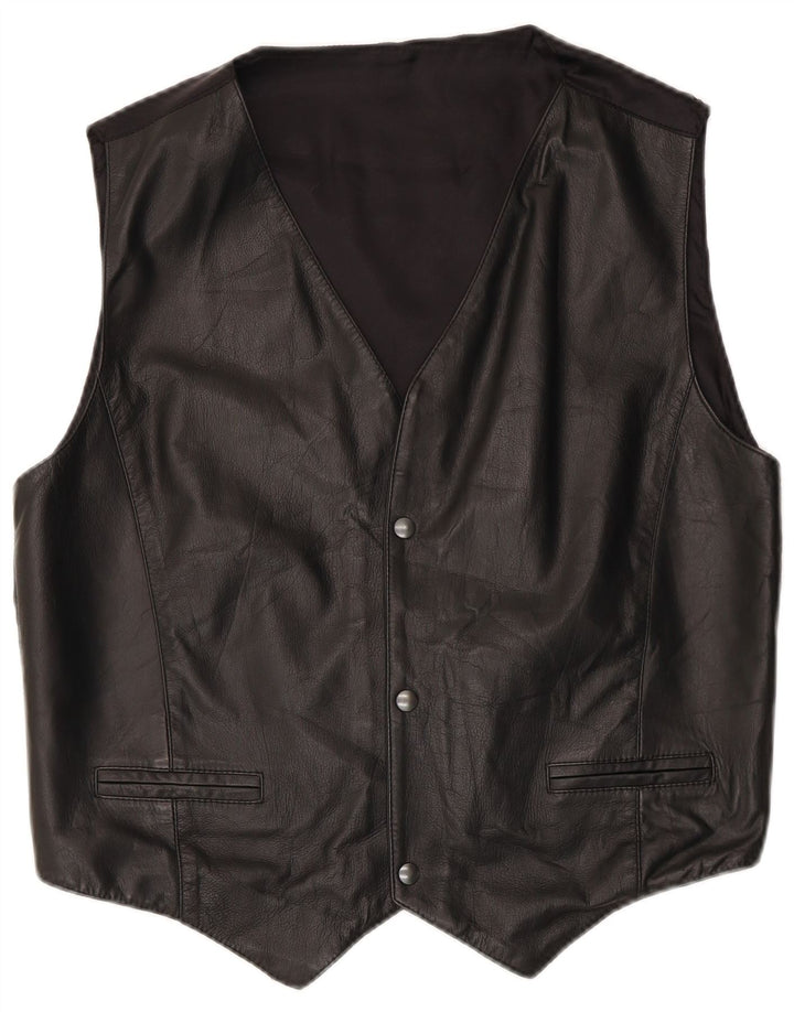 gilet en cuir homme vintage IT 50 Grand cuir noir