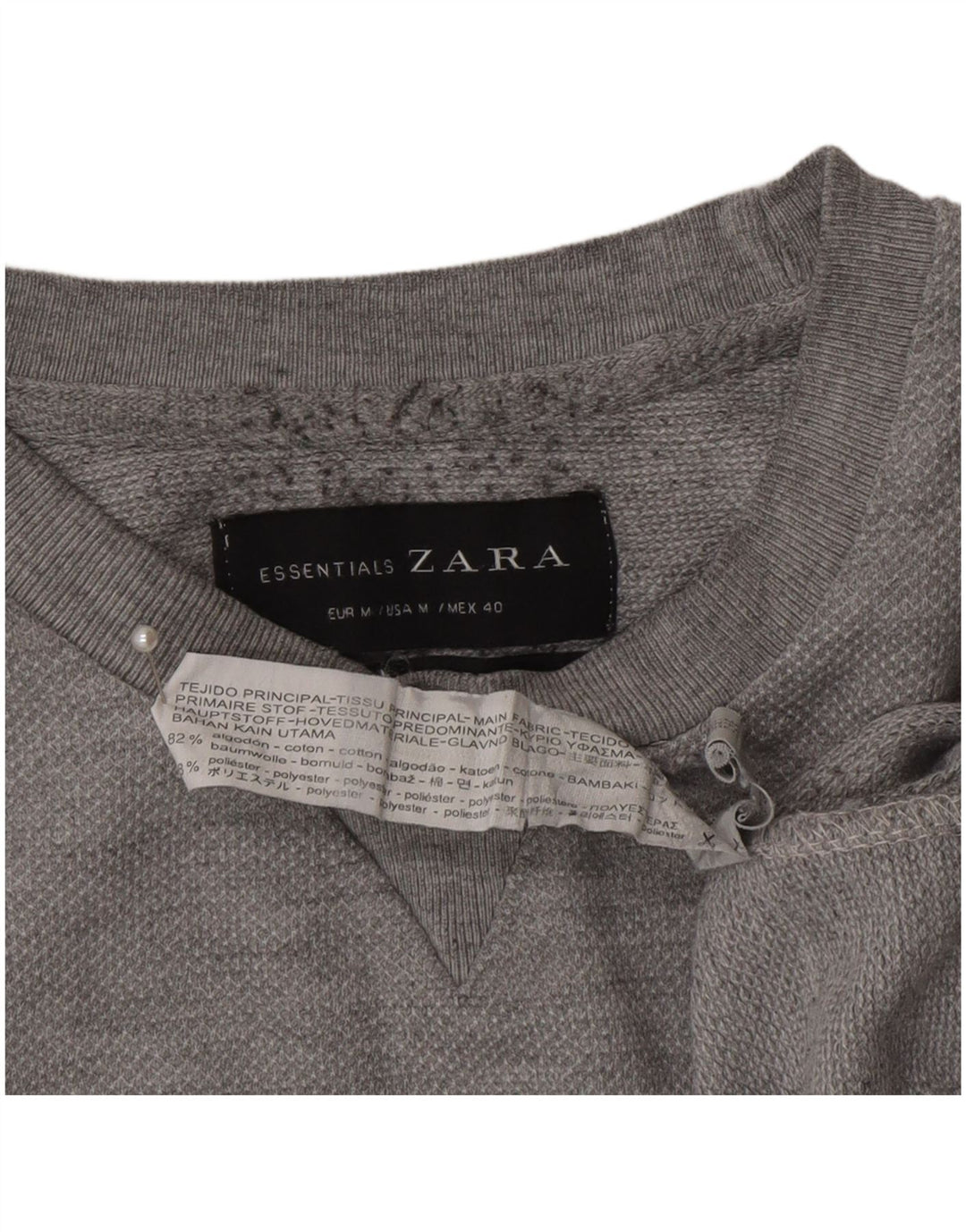 Zara Homme Sweatshirt Jumper Moyen Gris Coton