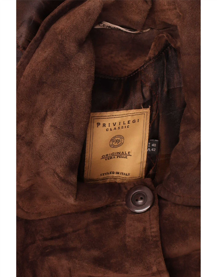 Privilegi Pardessus surdimensionné à capuche en daim pour femme IT 48 XL Cuir marron