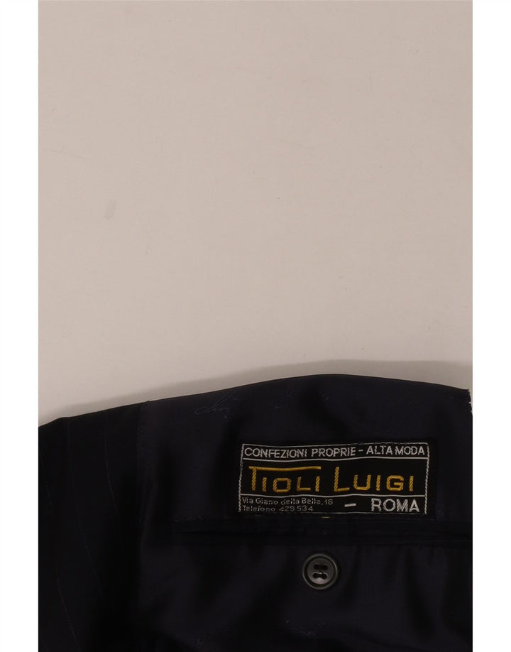 vintage Homme 2 Bouton Blazer Veste UK 40 Grande Rayure Bleu Marine