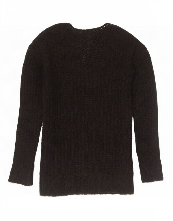 Zara Pull col V pour femme UK 14 Acrylique noir moyen