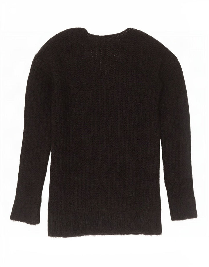 Zara Pull col V pour femme UK 14 Acrylique noir moyen