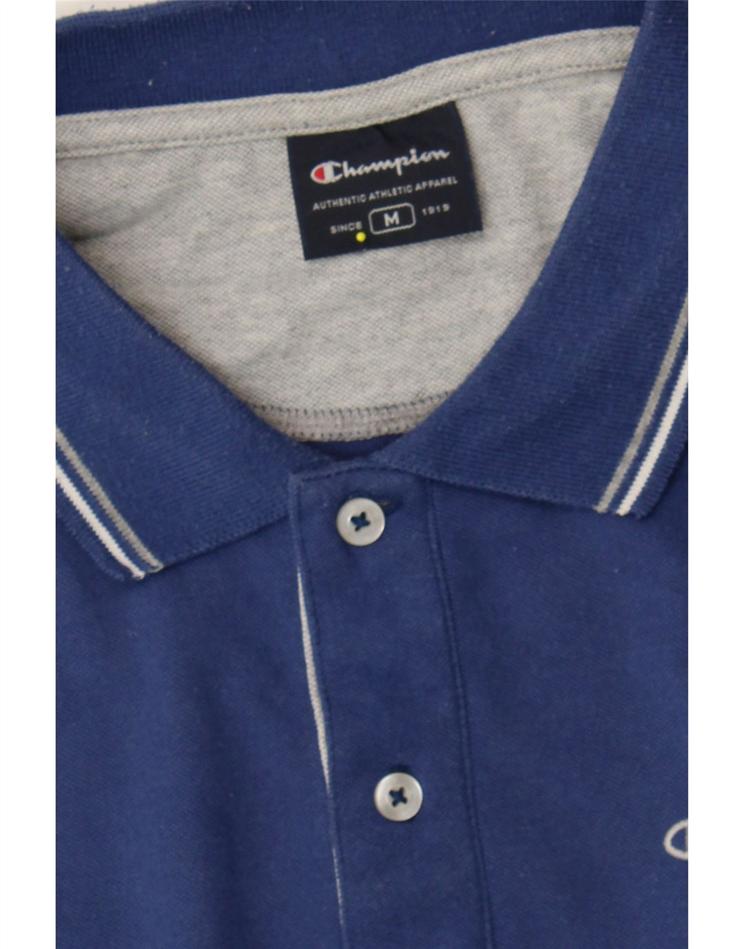 CHAMPION Mens Polo Shirt Medium Navy Blue Cotton Vintage Champion and Second-Hand Champion from Messina Hembry 