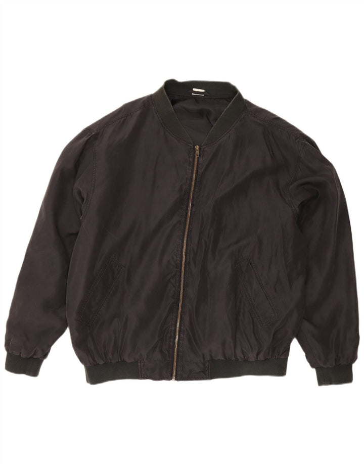 Veste Bomber Homme Vintage UK 42 XL Soie Noire