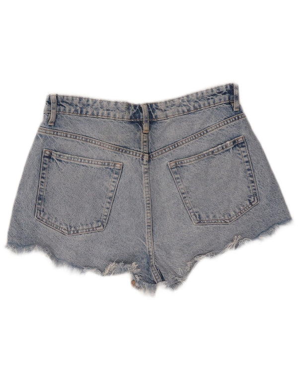 Zara Womens Denim Taille Haute Hot Pants EU 38 Small W28 Bleu Coton