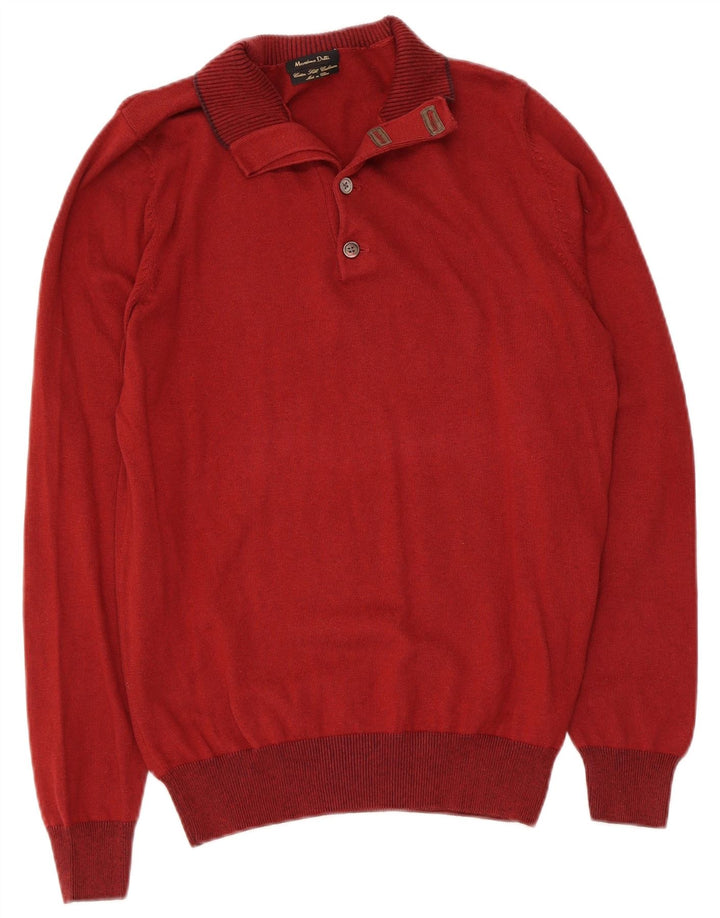 Massimo Dutti Pull à col boutonné pour homme en coton marron moyen