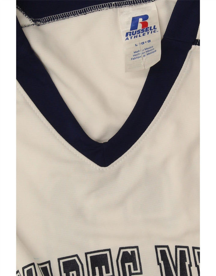 Russell Athletic Débardeur graphique pour homme Large Blanc Colorblock Polyester