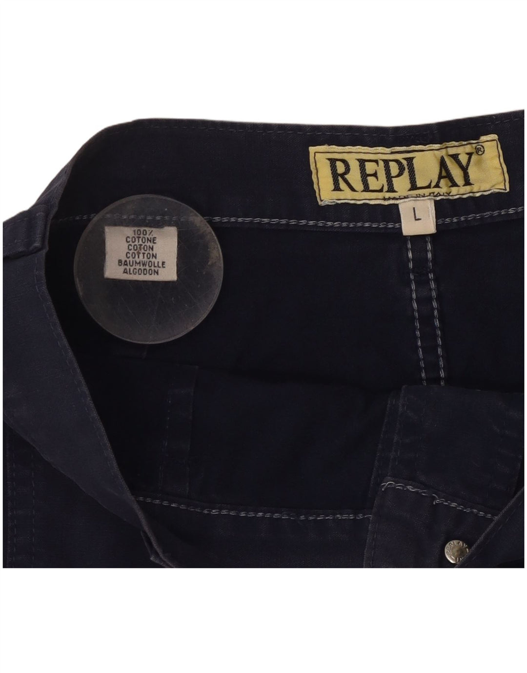 Replay Femme Mini Jupe Trapèze Large W30 Bleu Marine Coton