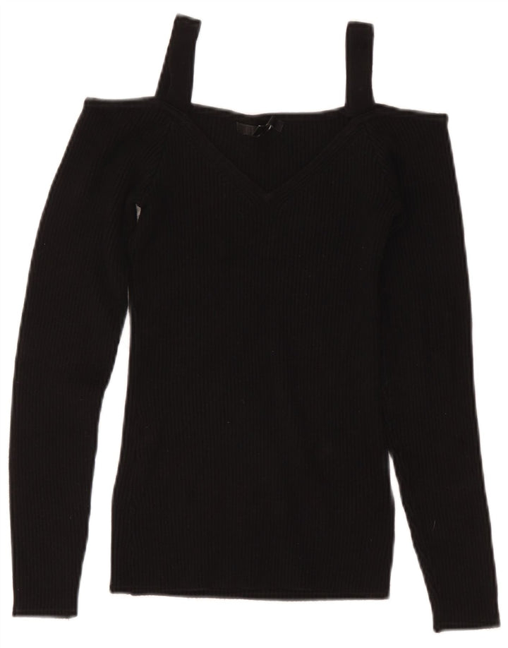 Guess Haut court à épaules dénudées pour femme UK 8 Petite Rayonne Noire
