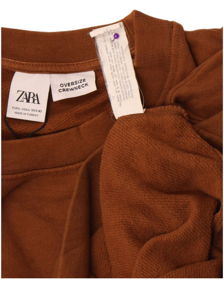 Zara Pull surdimensionné pour homme en coton marron