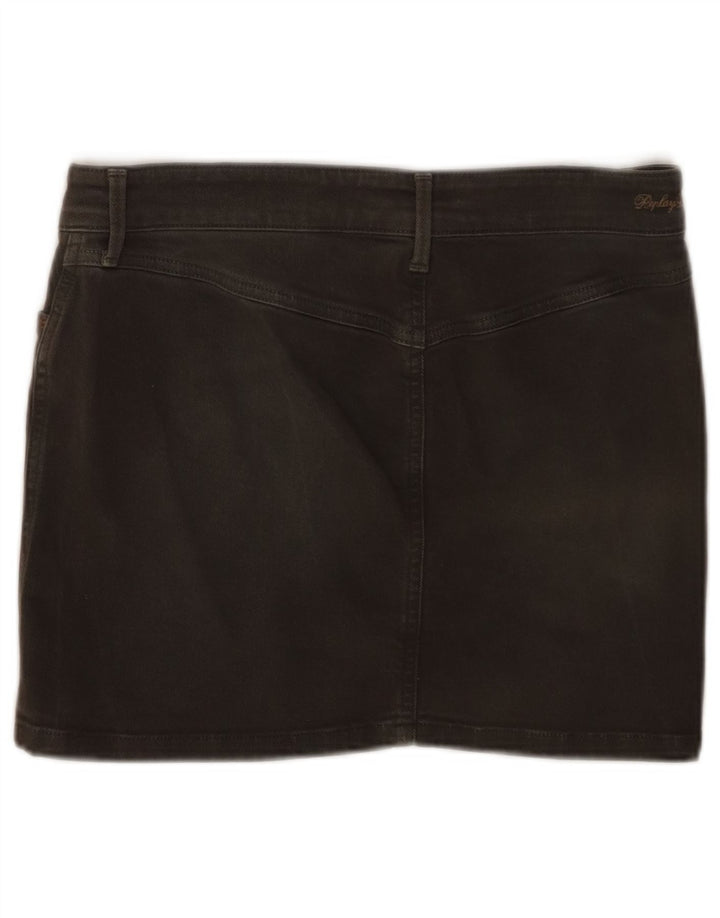 Replay Femme Mini Jupe En Jean W27 Petit Kaki Coton