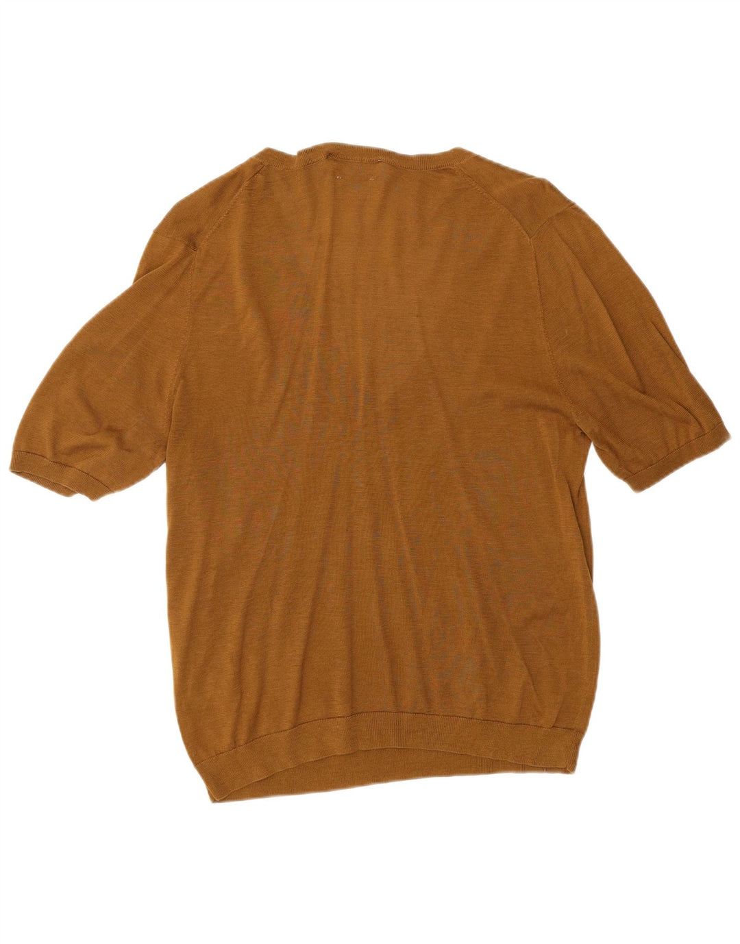 ZARA Pull à manches courtes et col en V pour femme UK 14 Grande soie marron