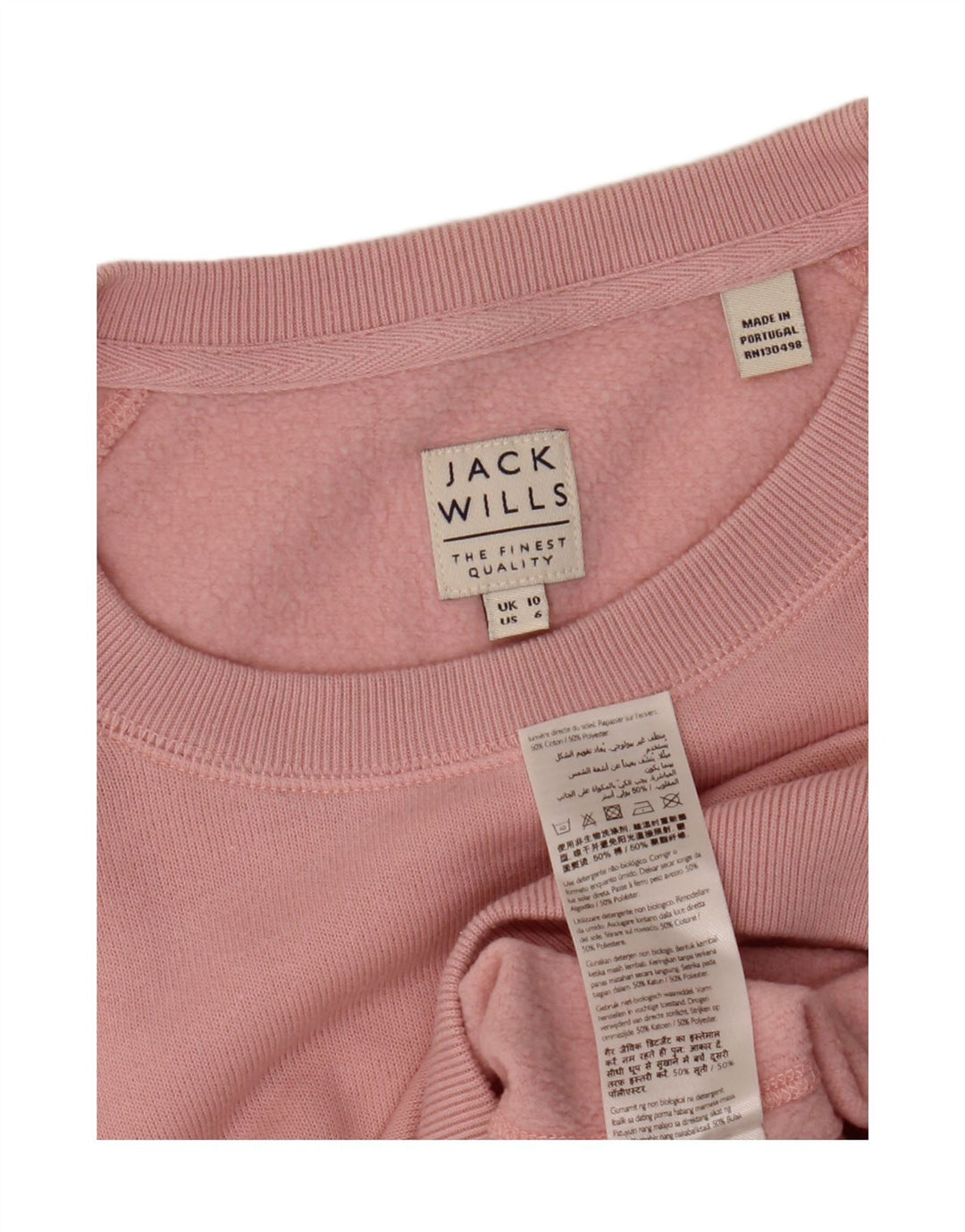 JACK WILLS Sweat-shirt surdimensionné pour femme UK 10 Petit coton rose