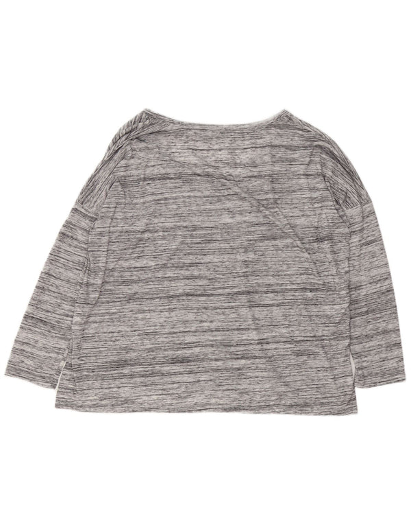Zara Femme Haut Oversize Manches Longues UK 44 Polyester Moucheté Gris Moyen