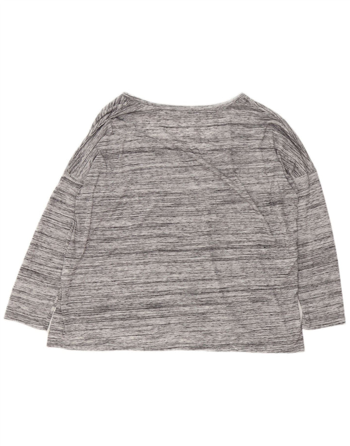 Zara Femme Haut Oversize Manches Longues UK 44 Polyester Moucheté Gris Moyen