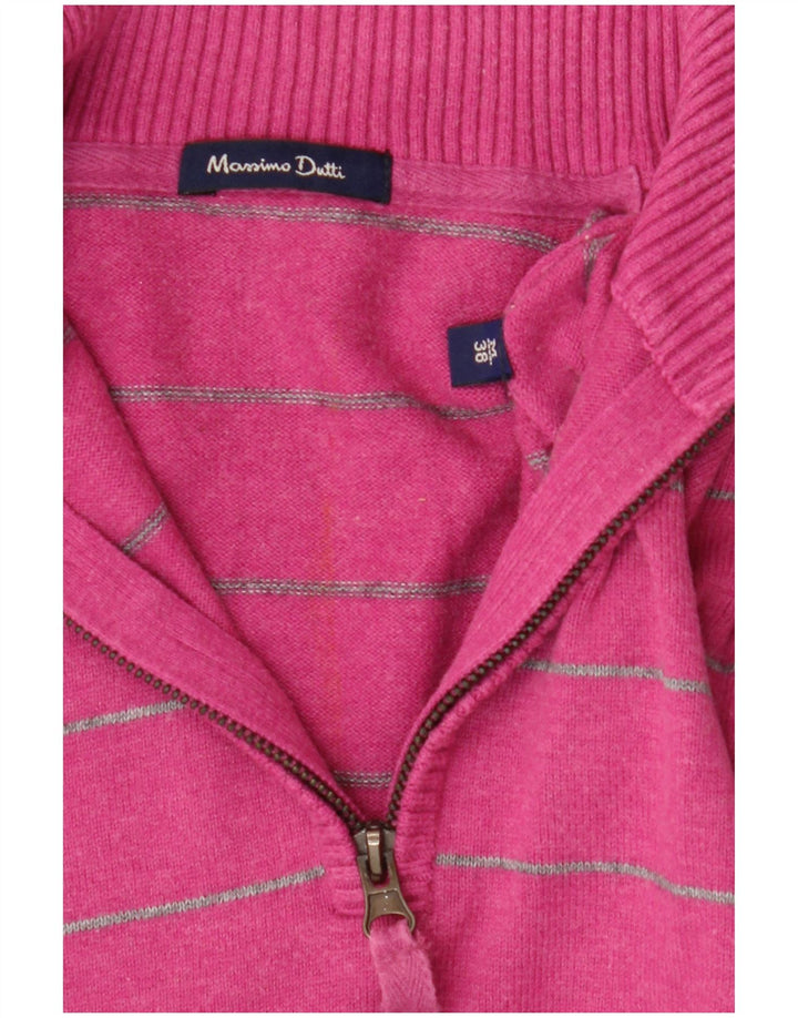 Massimo Dutti Pull col zippé pour femme EU 38 Rose moyen rayé
