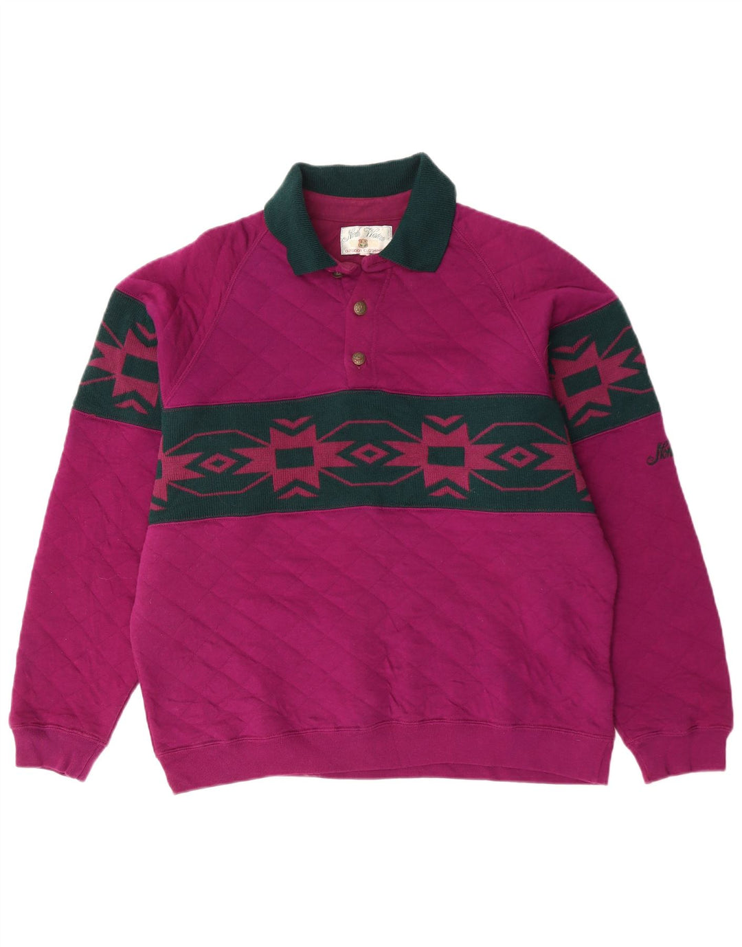 NORTH WESTERN Sweat-shirt à col polo pour homme Violet moyen Fair Isle