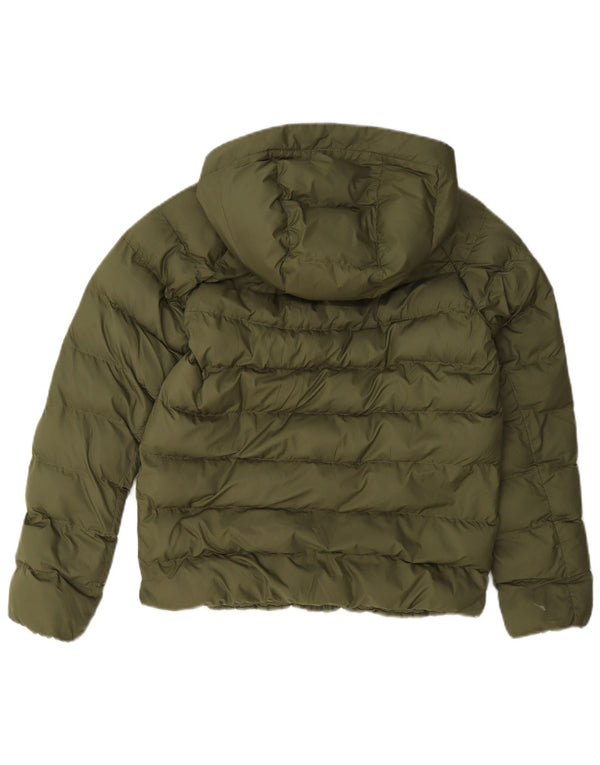 Nike Boys Hooded Padded Jacket 10-11 Years Medium Khaki Polyester