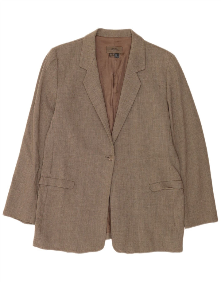 Zara Veste Blazer 1 Bouton Femme EU 44 XL Laine Marron