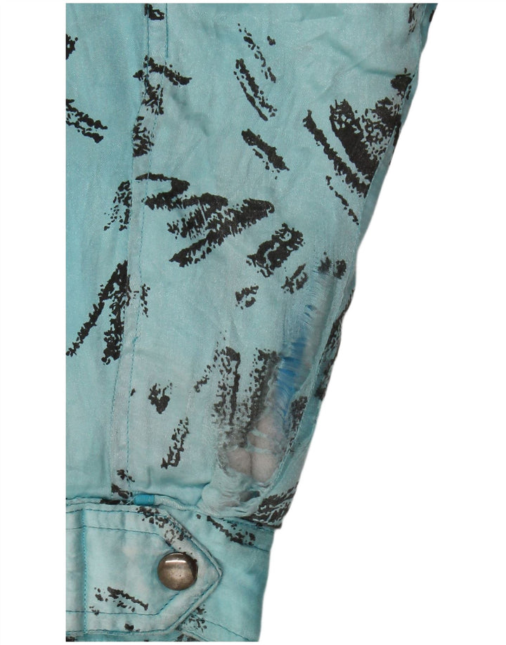 vintage Homme Motif Abstrait Veste Coupe-Vent UK 36 Petit Bleu