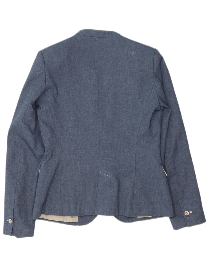 Zara Veste Blazer 1 Bouton Femme EU 38 Bleu Moyen Polyester