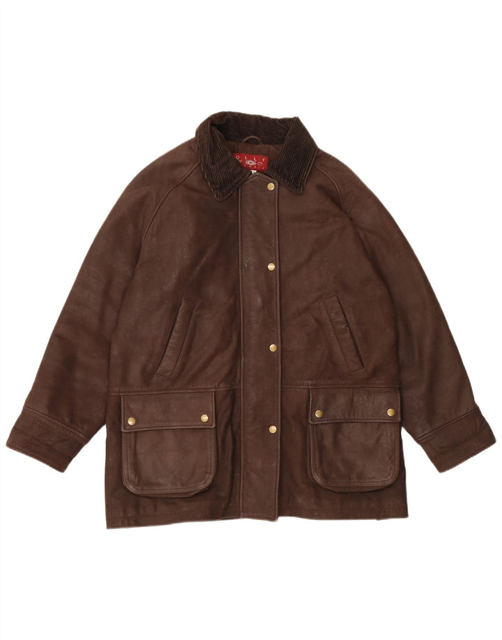 Olly & Co Veste en cuir surdimensionnée pour femme UK 12 Marron moyen