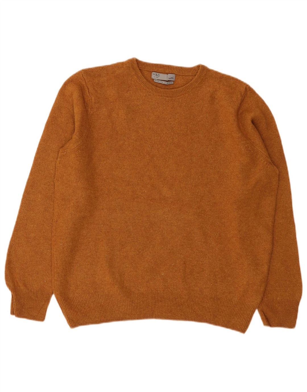 Marks & Spencer Pull à col rond pour femme UK 14 Large laine d'agneau marron