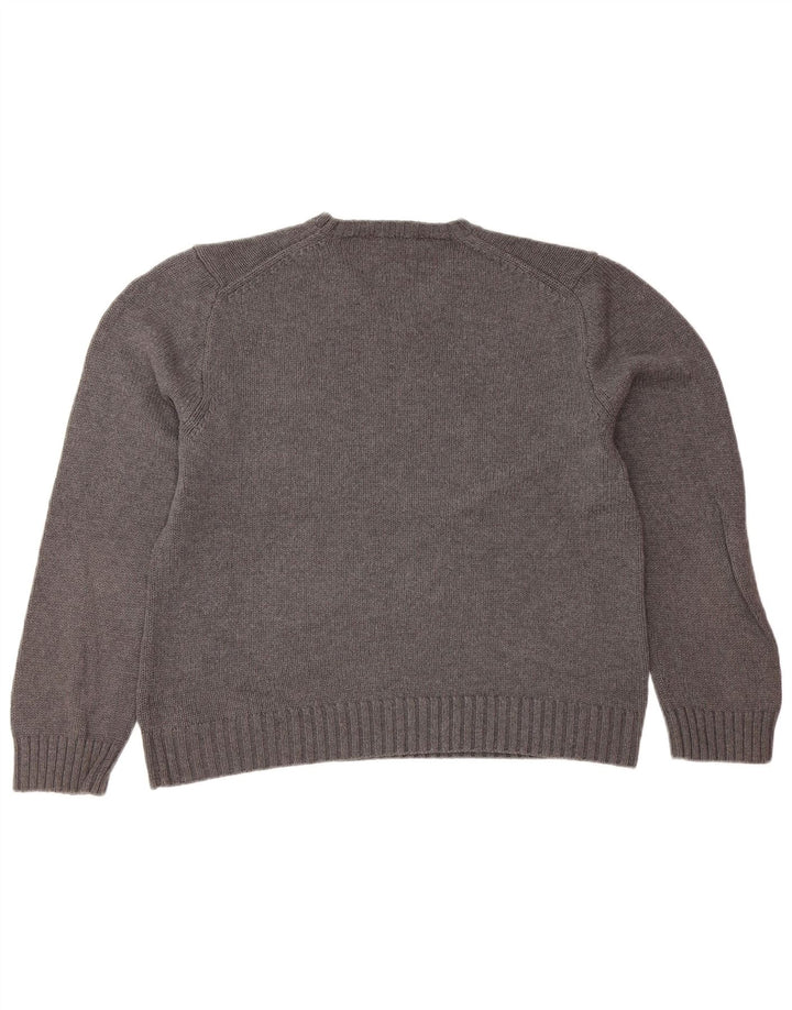 J. CREW Pull surdimensionné à col en V pour femme UK 10 Petit coton gris