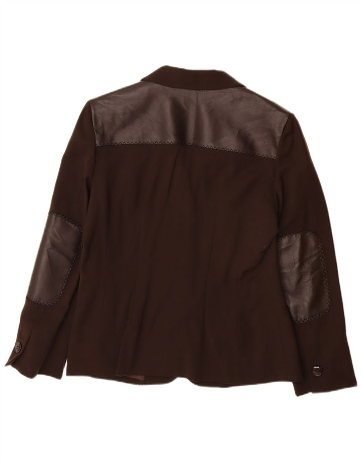 Paola Antonini Veste Blazer 2 Boutons Femme UK 16 Grande Laine Marron