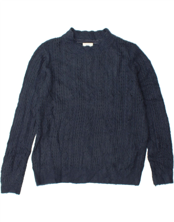 FAT FACE Womens Turtle Neck Jumper Sweater UK 8 Small Navy Blue Nylon Vintage Fat Face and Second-Hand Fat Face from Messina Hembry 