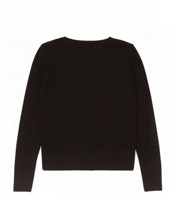 Topshop Pull col V pour femme UK 12 Acrylique noir moyen