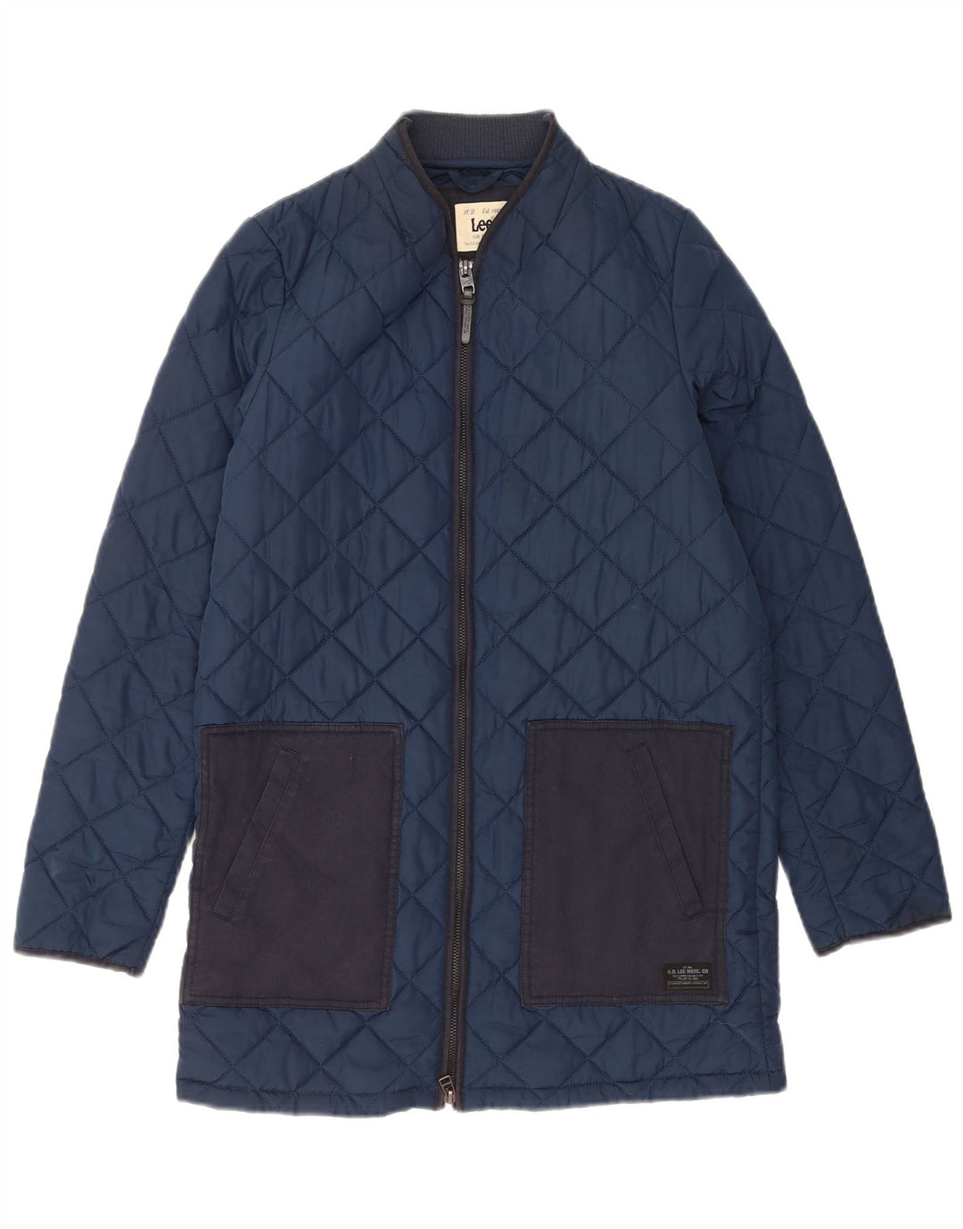Lee Veste matelassée pour femme UK 10 Small Bleu marine Colorblock Polyester