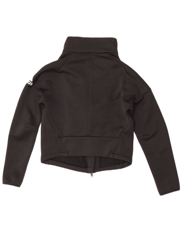 Adidas Veste de survêtement courte pour femme UK 8/10 Petit Noir Polyester
