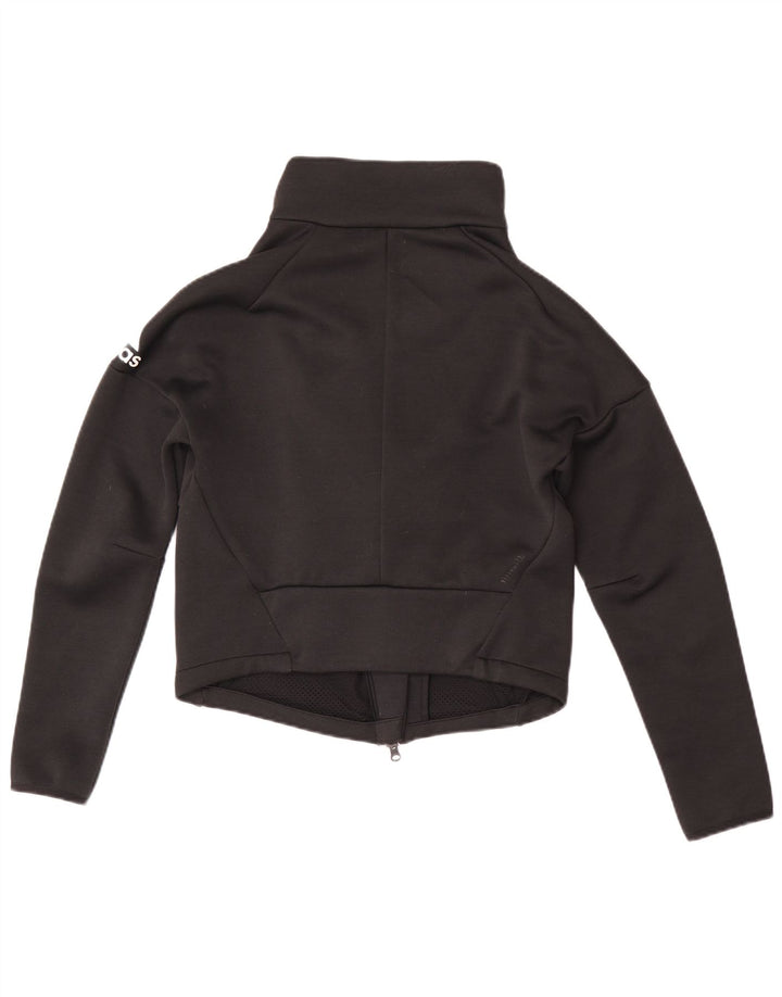 Adidas Veste de survêtement courte pour femme UK 8/10 Petit Noir Polyester