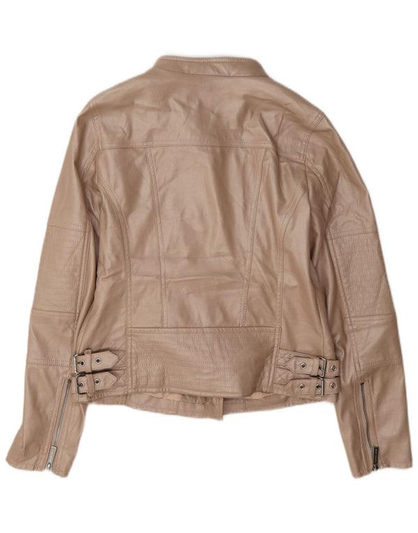 Michael Kors Veste de motard en similicuir pour femme UK 6 XS Beige