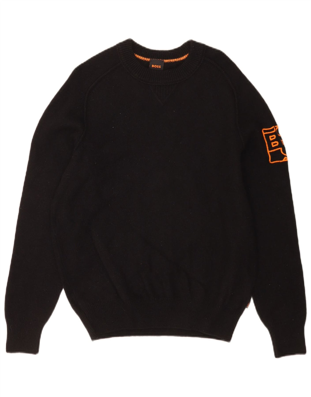 Hugo Boss Pull ras du cou graphique en coton noir moyen homme