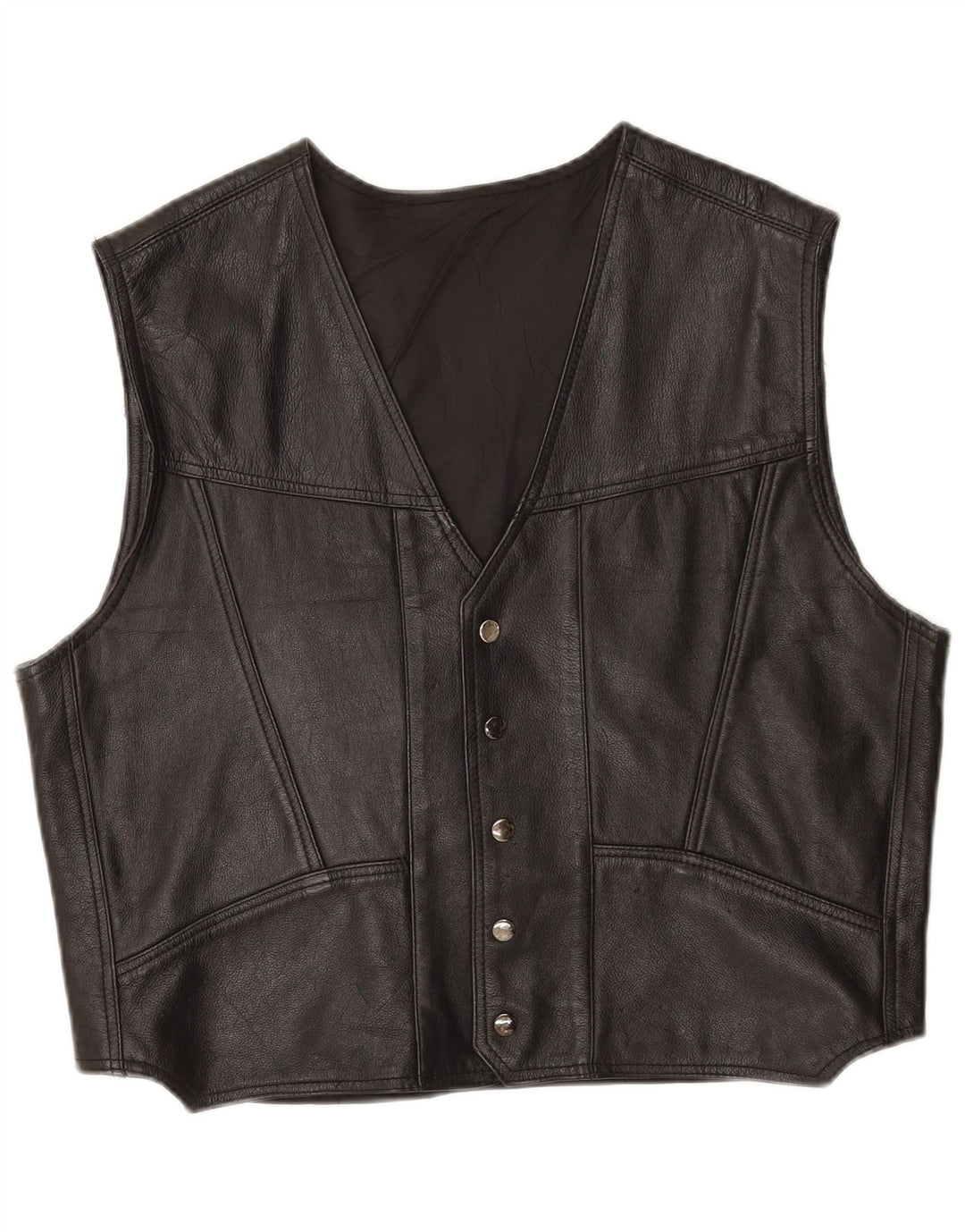 gilet en cuir homme vintage 2XL Cuir noir
