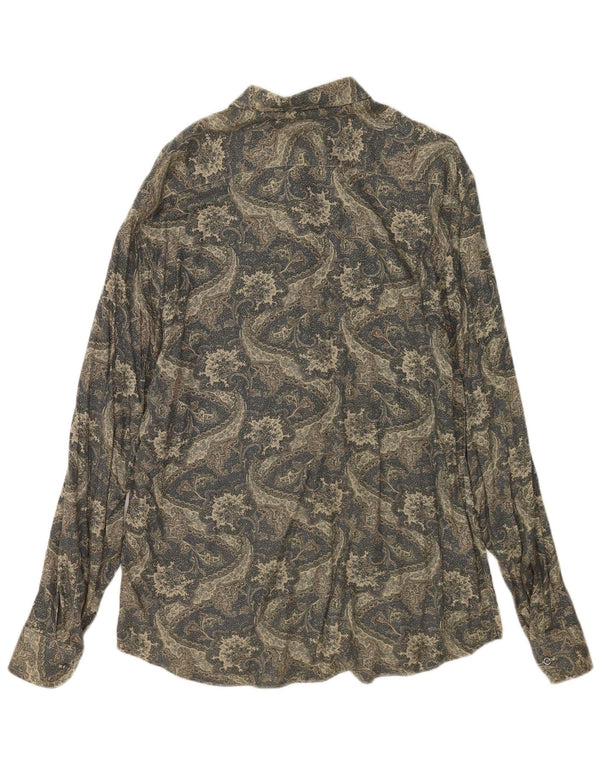 vintage Chemise Homme Taille 43 17 XL Vert Paisley Viscose
