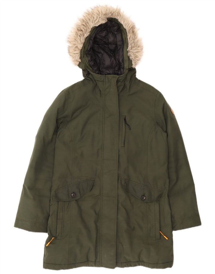 Timberland Veste Parka À Capuche Femme UK 14 Polyester Vert Moyen