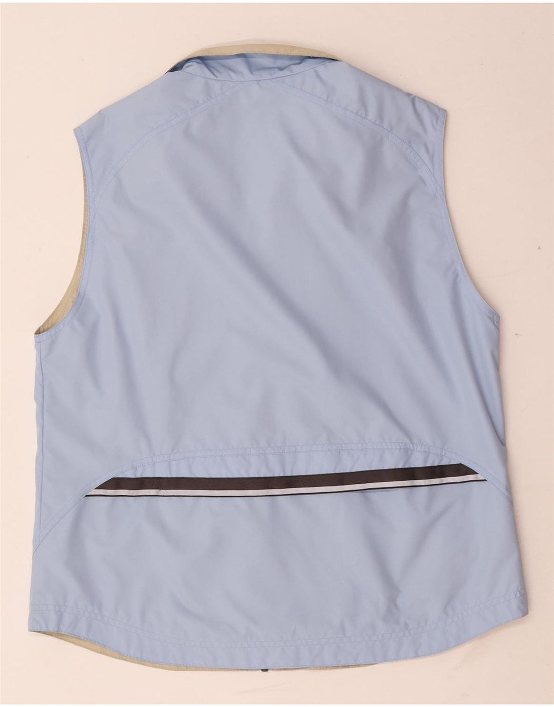 vintage Femme Sans Manches Survêtement Top Veste IT 42 Polyester Bleu Moyen