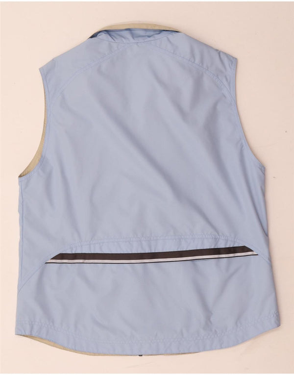 vintage Femme Sans Manches Survêtement Top Veste IT 42 Polyester Bleu Moyen