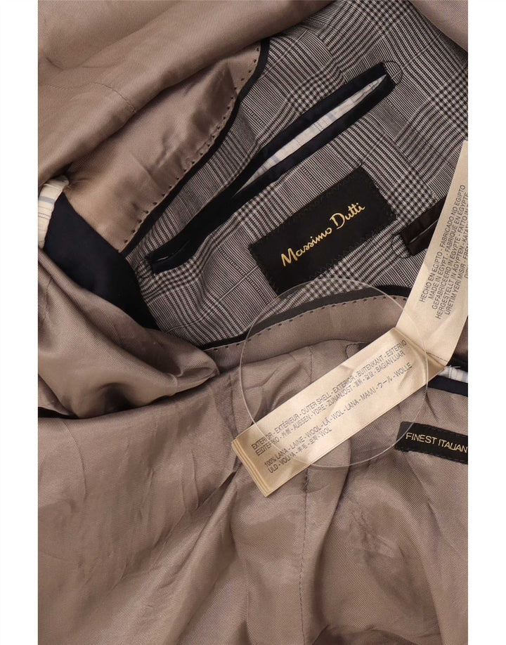 Massimo Dutti Veste Blazer 1 Bouton pour Homme UK 38 Pied-de-Poule Gris Moyen