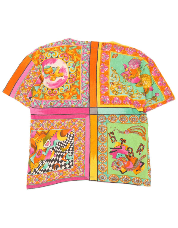Silhouette Womens Graphic T-Shirt Top UK 16 Grand Patchwork Multicolore